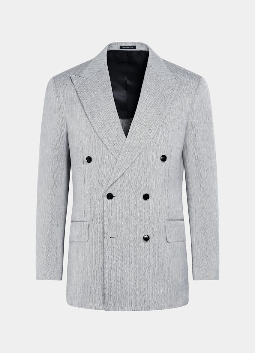 Navy Herringbone Tailored Fit Milano Suit