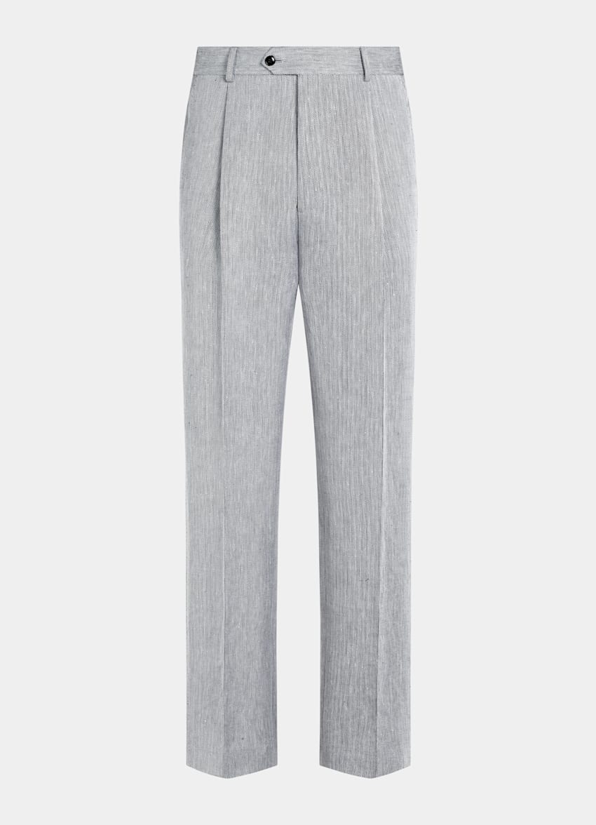 Navy Herringbone Tailored Fit Milano Suit