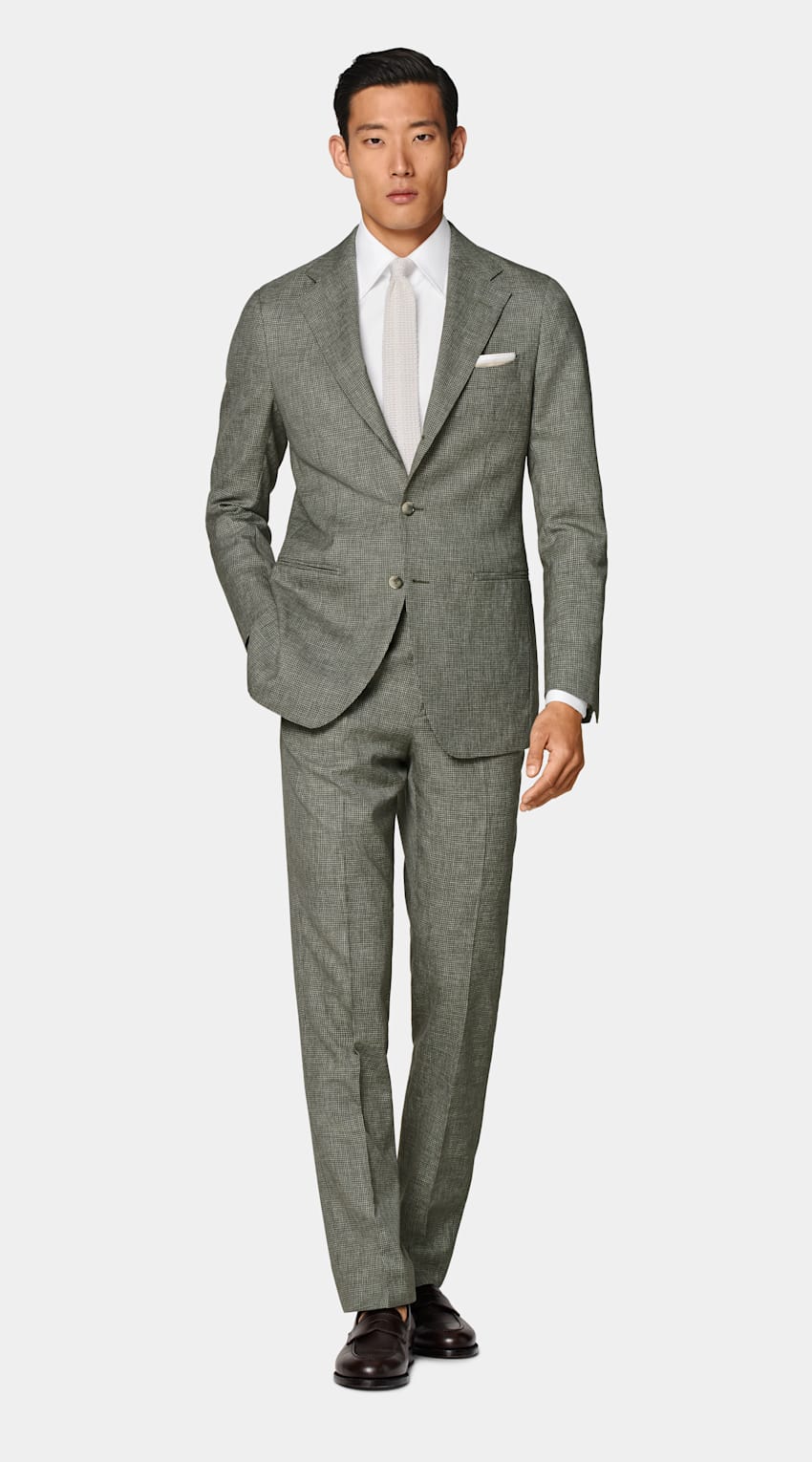 Mid Green Houndstooth Perennial Tailored Fit Havana Suit