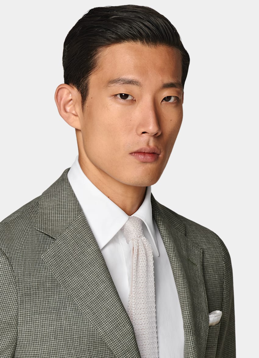 Mid Green Houndstooth Perennial Tailored Fit Havana Suit