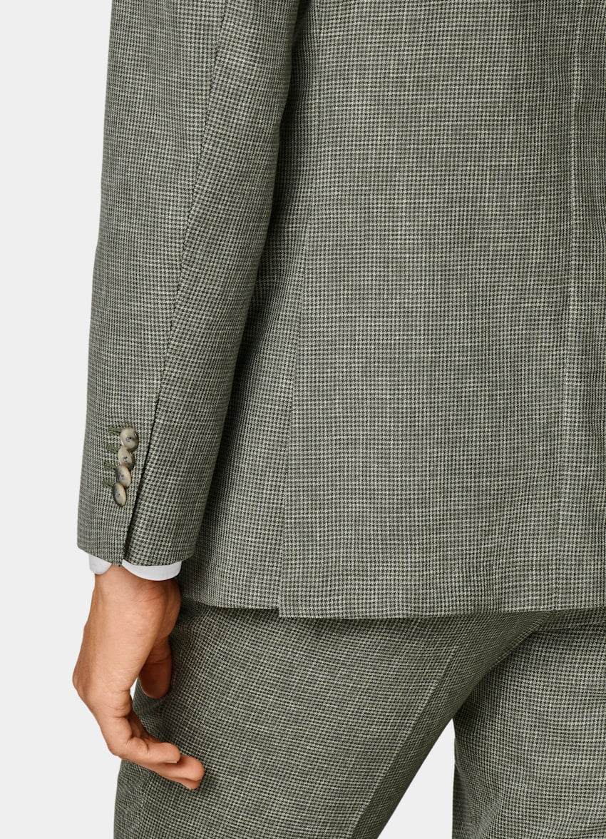 Mid Green Houndstooth Perennial Tailored Fit Havana Suit