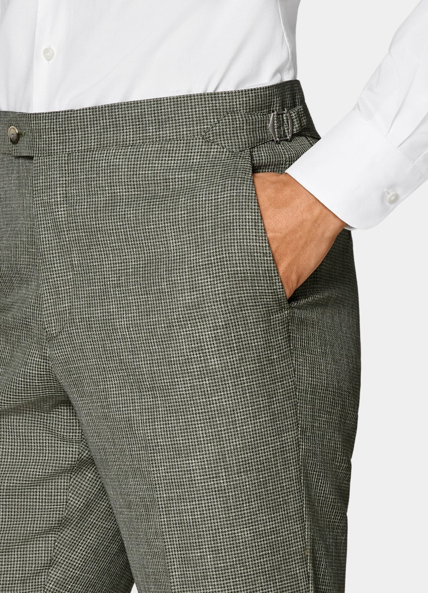 Mid Green Houndstooth Perennial Tailored Fit Havana Suit
