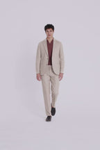 Tailored Fit Ecru Herringbone Suit