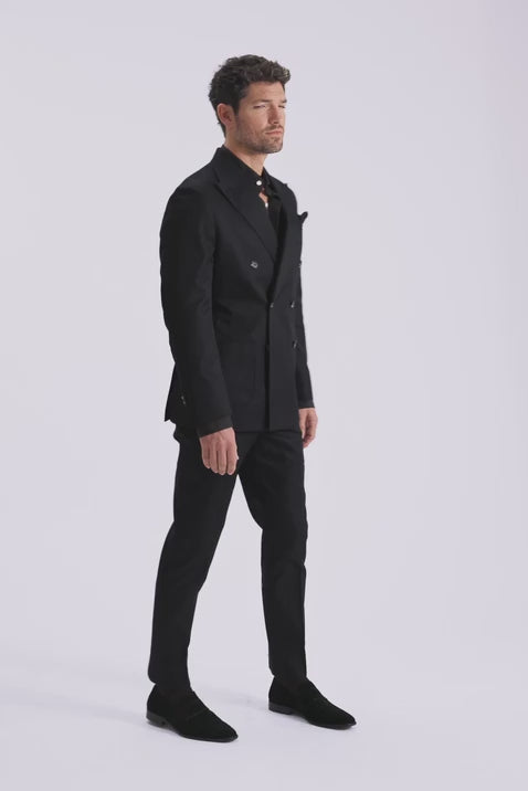 Italian Tailored Fit Black Cotton Suit