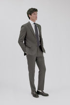 Tailored Fit Olive Herringbone Suit