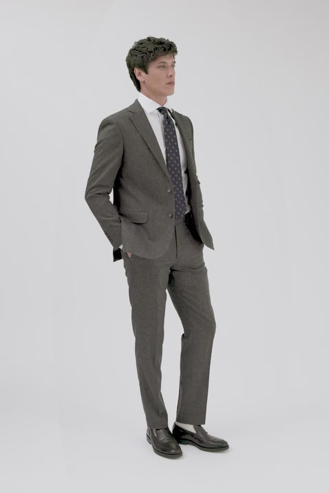 Tailored Fit Olive Herringbone Suit