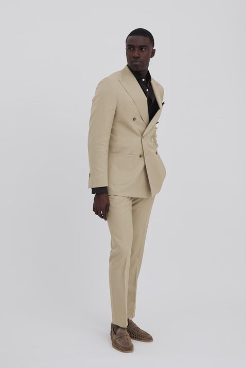 Italian Tailored Fit Latte Twill Suit