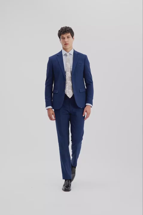 Slim Fit Blue Slub Suit