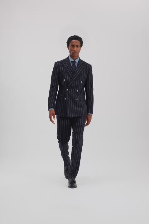Tailored Fit Navy Stripe Suit