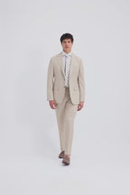 Italian Tailored Fit Taupe Hopsack Suit