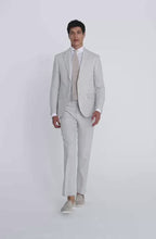 Slim Fit Stone Puppytooth Linen Suit