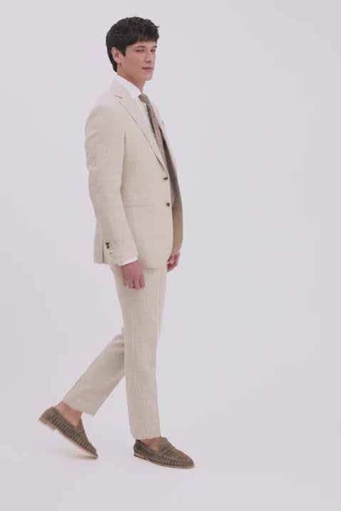 Tailored Fit Neutral Linen Suit