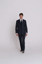 Tailored Fit Navy Check Performance Suit