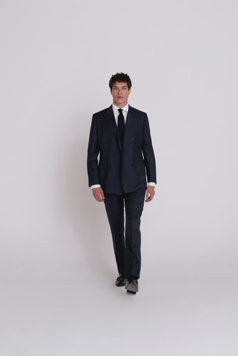 Tailored Fit Navy Check Performance Suit