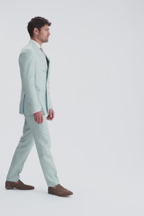 Tailored Fit Aqua Linen Suit