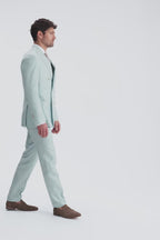 Tailored Fit Aqua Linen Suit