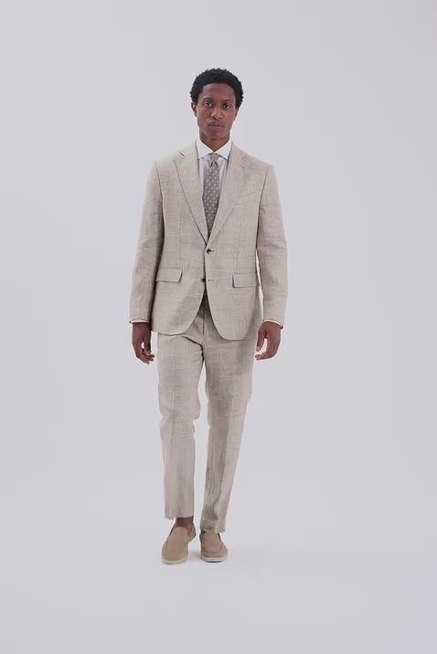 Tailored Fit Oatmeal Linen Suit