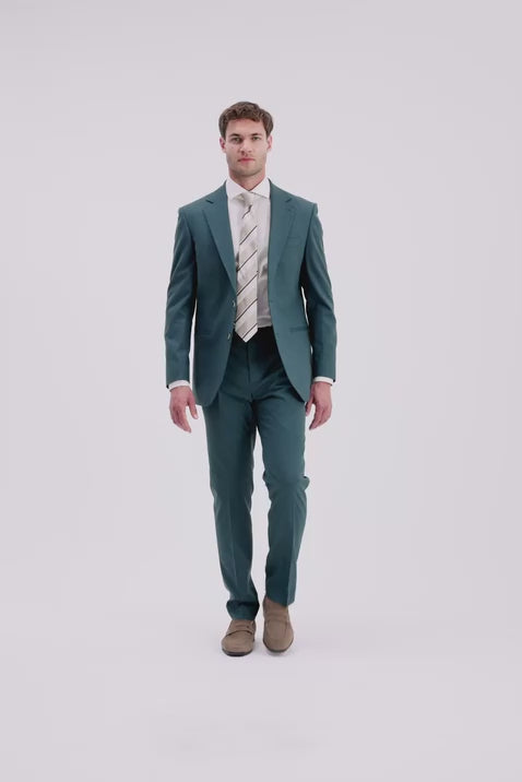 Tailored Fit Teal Flannel Suit