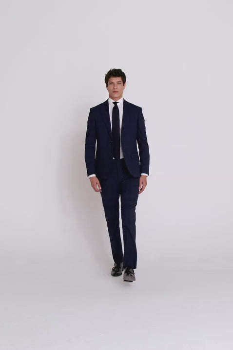 Slim Fit Navy Check Suit
