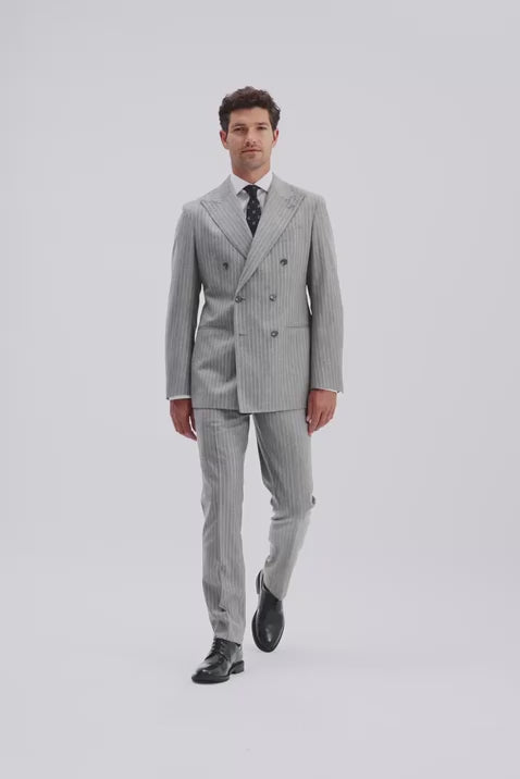 Italian Tailored Fit Grey Stripe Suit