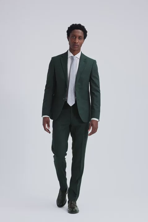 Slim Fit Dark Green Puppytooth Suit