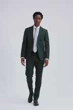 Slim Fit Dark Green Puppytooth Suit